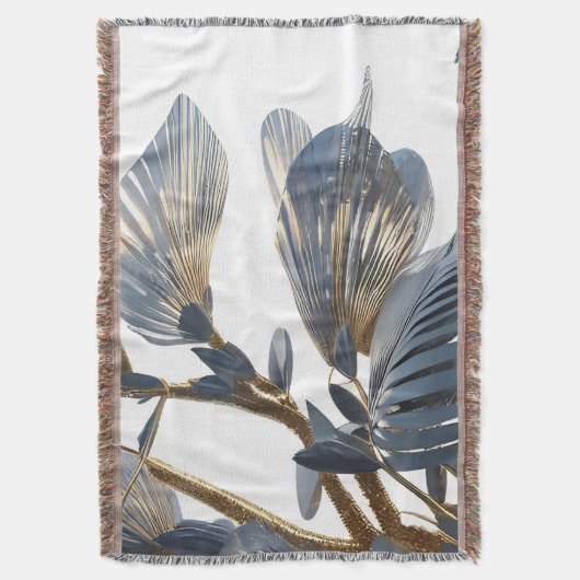 Blue Floral Design Plant Deken (Voorkant Verticaal)