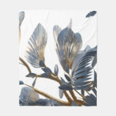 Blue Floral Design Plant Fleece Deken (Voorkant)