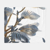 Blue Floral Design Plant Fleece Deken (Voorkant (Horizontaal))