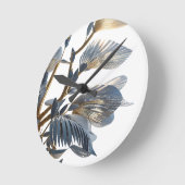 Blue Floral Design Plant Ronde Klok (Hoek)