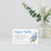 Blue Floral Diaper Raffle Ticket Informatiekaartje (Staand voorkant)