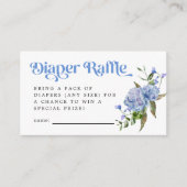 Blue Floral Diaper Raffle Ticket Informatiekaartje (Voorkant)
