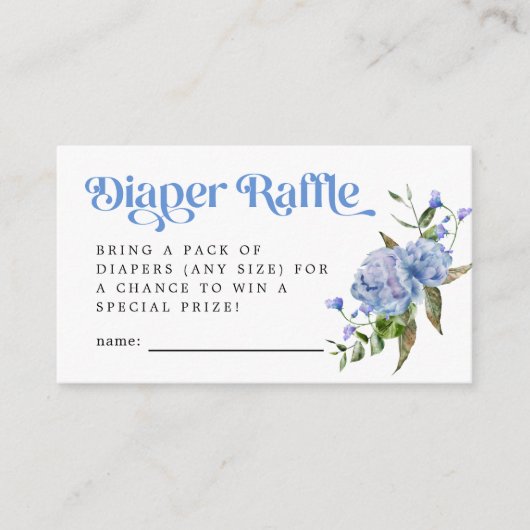 Blue Floral Diaper Raffle Ticket Informatiekaartje (Voorkant)