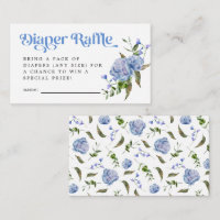 Blue Floral Diaper Raffle Ticket