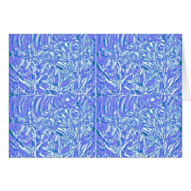"Blue Floral" digitale kunst van Ní Bhroin (Voorkant Horizontaal)
