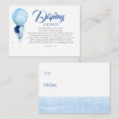 Blue Floral Display Baby shower Visitekaartje (Voorkant / Achterkant)