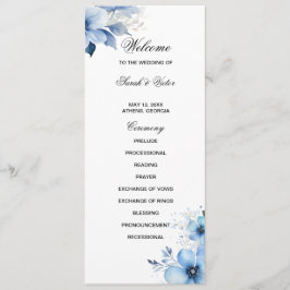 Blue Floral double side program card  Programmakaart