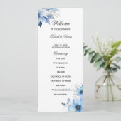 Blue Floral double side program card Programmakaart (Staand voorkant)