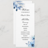 Blue Floral double side program card Programmakaart (Voorkant / Achterkant)