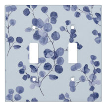 Blue Floral Double Toggle Light Switch Hoesje