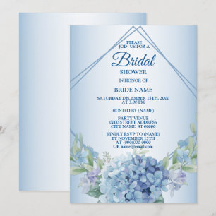 Blue Floral Dusty  Vrijgezellenfeest Party Kaart