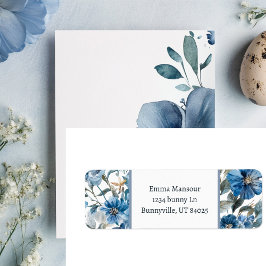 Blue Floral Easter Retouradres Etiket