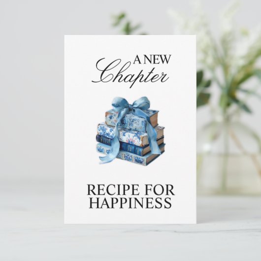 Blue Floral Een nieuw Chapter Vrijgezellenfeest Informatiekaartje (Staand voorkant)