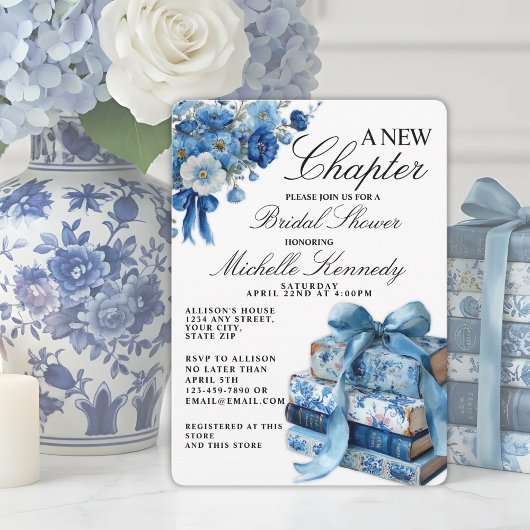 Blue Floral Een nieuw Chapter Vrijgezellenfeest Kaart