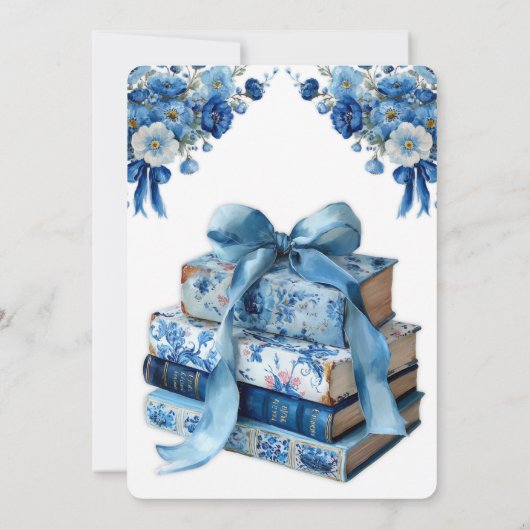 Blue Floral Een nieuw Chapter Vrijgezellenfeest Kaart (Achterkant)