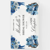 Blue Floral Een nieuwe Chapter Vrijgezellenfeest B Spandoek (Verticaal)