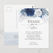 Blue Floral Elegant Baby shower dank u Briefkaart (Voorkant / Achterkant)