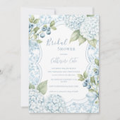 Blue Floral Elegant Blue Hydrangea Bridal Shower  Kaart (Voorkant)