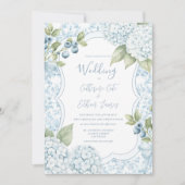 Blue Floral Elegant Blue Hydrangea Wedding Kaart (Voorkant)