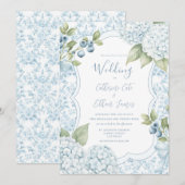 Blue Floral Elegant Blue Hydrangea Wedding Kaart (Voorkant / Achterkant)