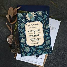 Blue Floral Elegant Botanical Antique Garden Kaart