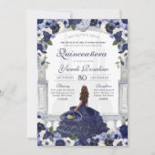 Blue Floral Elegant Charro Princess Quinceanera Kaart (Voorkant)