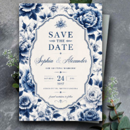 Blue Floral Elegant Chinoiserie Classic Acryl Uitnodigingen
