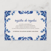 Blue Floral Elegant Fiesta Spanish Wedding Informatiekaartje (Voorkant)