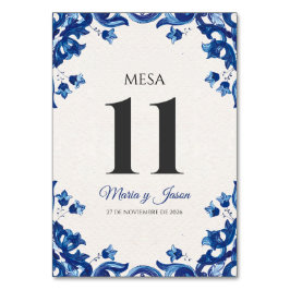 Blue Floral Elegant Fiesta Spanish Wedding Kaart