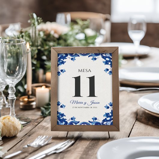 Blue Floral Elegant Fiesta Spanish Wedding Kaart