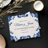 Blue Floral Elegant Fiesta Spanish Wedding Save The Date