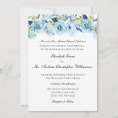 Blue Floral Elegant Formal Traditional Wedding Kaart (Voorkant)