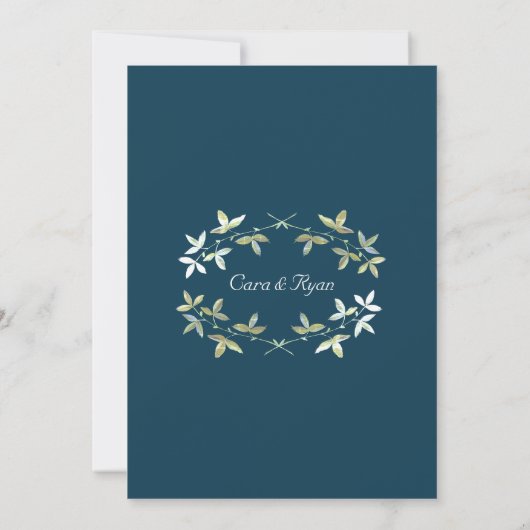 Blue Floral Elegant Simple Chic Stylish Wedding Save The Date (Achterkant)