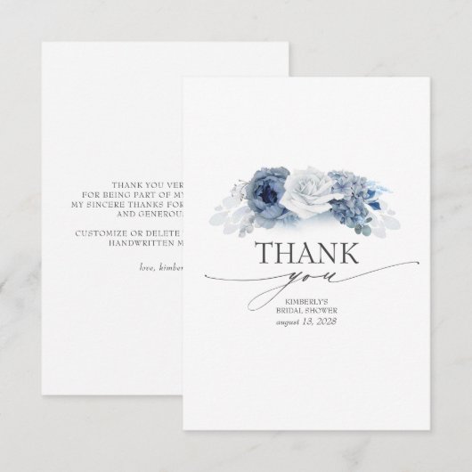 Blue Floral Elegant Vrijgezellenfeest Hartelijk da Kaart (Voorkant / Achterkant)