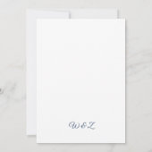 Blue Floral Elegant Wedding Invitation Kaart (Achterkant)