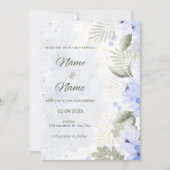 Blue floral elegant wedding invitation  kaart (Voorkant)