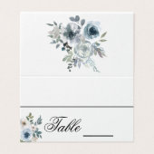 Blue Floral Elegant Wedding Name Place Cards Kaart (Buitenkant ongevouwen)