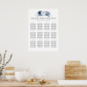 Blue Floral Elegant Wedding Seating Chart Poster (Keuken)