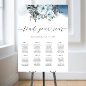 Blue Floral Elegant Wedding Seding Chart Sign Poster