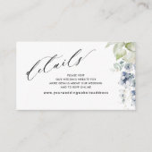 Blue Floral Elegant Wedding Website /Details Informatiekaartje (Voorkant)