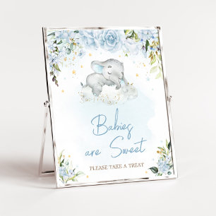 Blue Floral Elephant Baby shower Baby's zijn zoet Poster