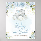 Blue Floral Elephant Baby shower Baby's zijn zoet Poster (Voorkant)