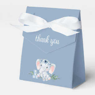Blue Floral Elephant Boy Baby shower Dank u Bedankdoosjes