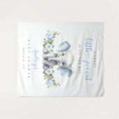 Blue Floral Elephant Waterverf Baby Boy Shower Wandkleed (Voorkant (horizontaal))