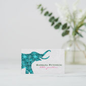 Blue Floral Elephant White Damaskers Visitekaartje (Staand voorkant)