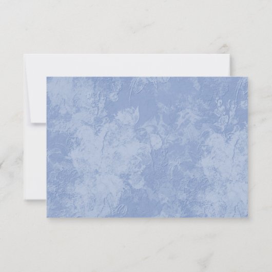 Blue Floral Embossed RSVP Kaart (Achterkant)