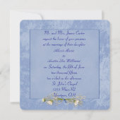 Blue Floral Embossed Wedding-uitnodiging Kaart (Voorkant)
