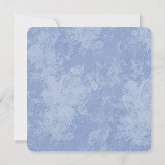 Blue Floral Embossed Wedding Vow Renewal Kaart (Achterkant)