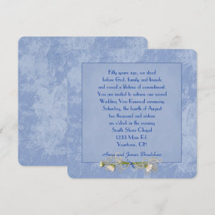 Blue Floral Embossed Wedding Vow Renewal Kaart