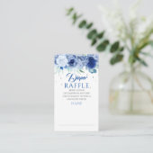 Blue Floral en Silver Stippen Luier Raffle Ticket Informatiekaartje (Staand voorkant)